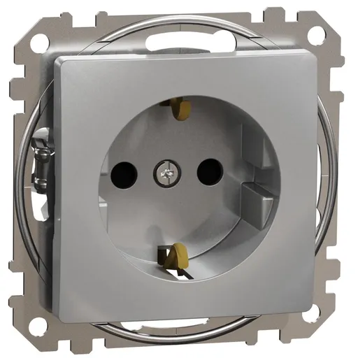 Priza 2P+E cu obturatoare, Schneider, SDD113021, Sedna Design, aluminiu