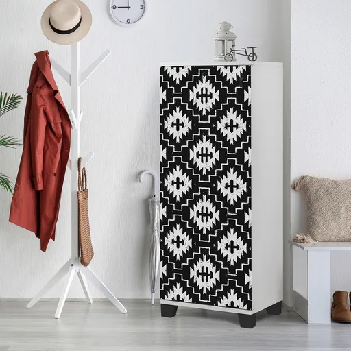 Pantofar, Hanah Home, Filinta Swan, 50x127x38 cm, Alb/Negru