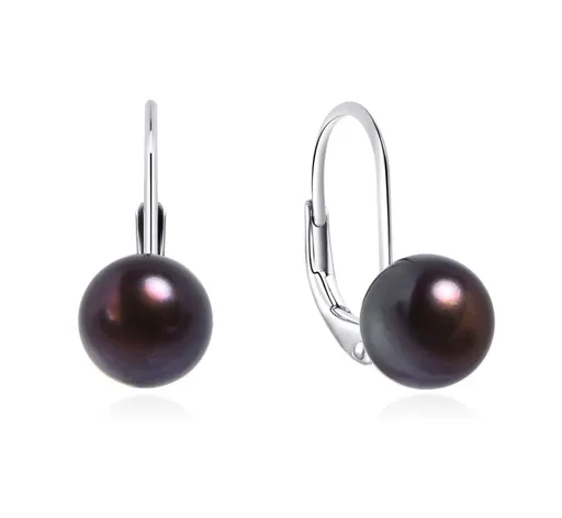 MOISS Cercei eleganți din argint cu perle negre EP000098_EP000104 1,7 x 0,8 cm