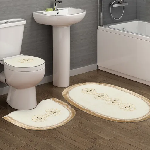 Set covorase de baie, L'essentiel Maison, Klozet Tkm.000187, Crem