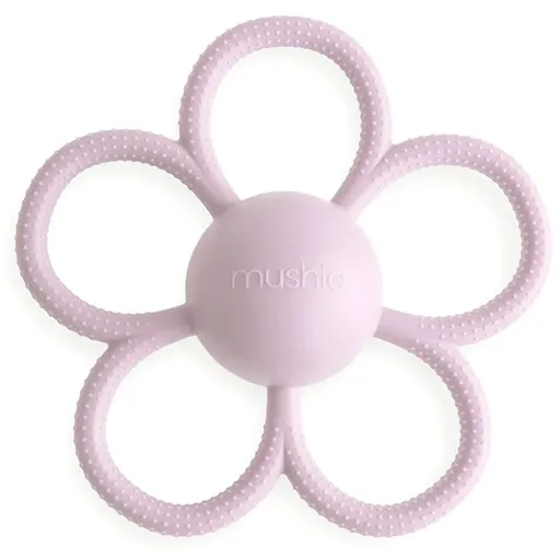 Mushie Rattle Teether Toy jucărie pentru dentiție cu zornăitoare Soft Lilac 1 buc