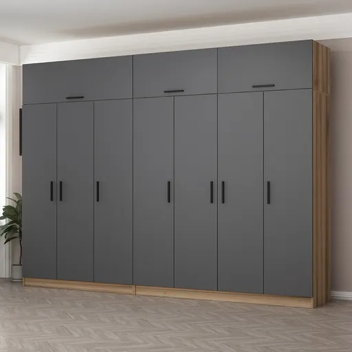 Dulap pentru haine, Hanah Home, Minar Kale, 315x255x52 cm, Antracit / Dore