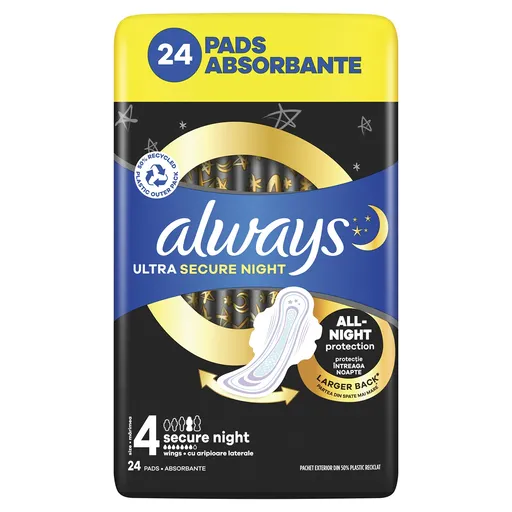 Always Absorbante de noapte Secure Night S4 Quattro 24 de buc