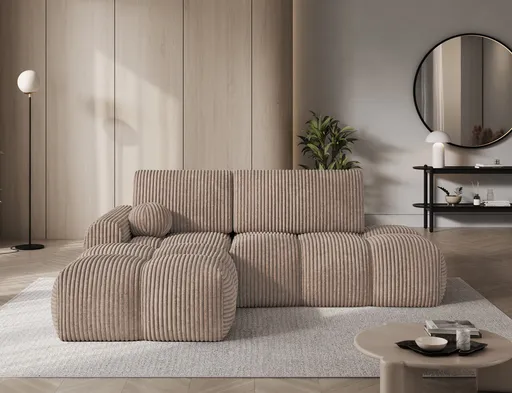 Coltar extensibil stanga 3 locuri ELTAP, Vittario, 227x170x95 cm, lemn/poliester, maro