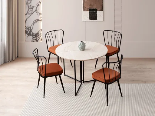 Masa extensibila, Hanah Home, Yaprak, 100x72x100 cm, PAL, Travertin / Negru