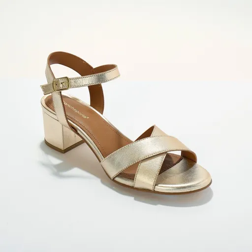 Sandale cu toc din piele