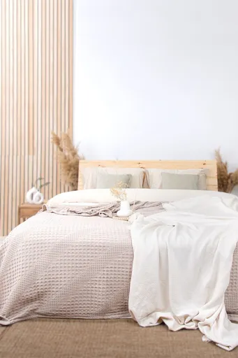 Cuvertură de pat King, L'essentiel Maison, Joanna, Bumbac, Bej