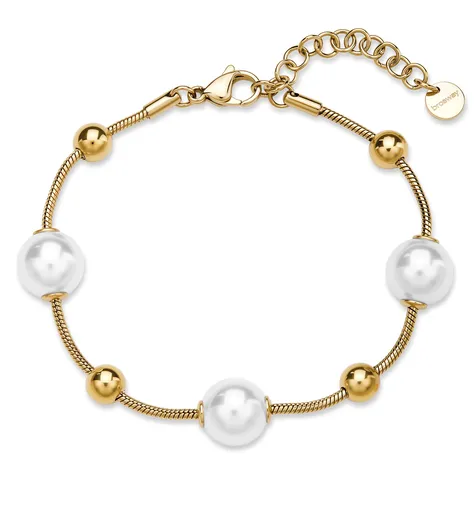 Brosway Brățară pentru damă, placată cu aur, decorată cu perle artificiale Perfect BPC57