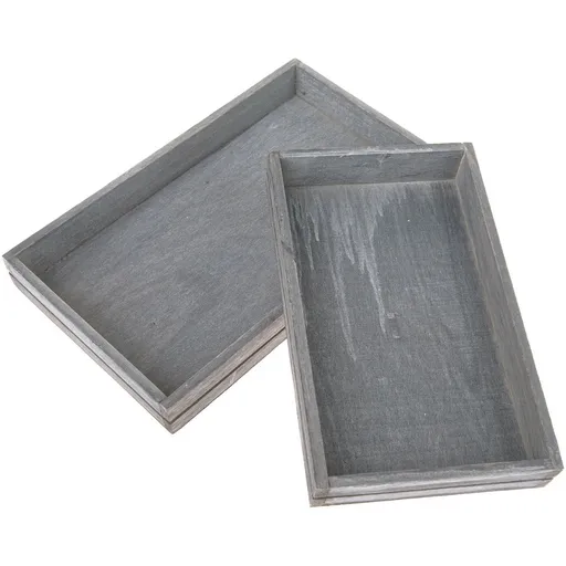 Set de 2 tăvi din lemn Firry, gri, gri