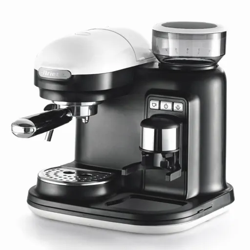 Espressor manual Ariete ESPRESSO MODERNA 1318/01, 1080W, 15 bar, 0.8 L, Rasnita încorporata, Spumare lapte, Alb/Negru