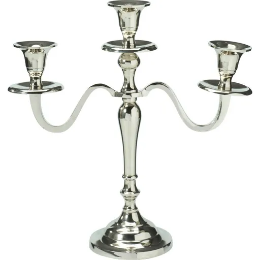 Sfeșnic metalic cu 3 brațe 29x10x30 cm, culoareargintiu, decor 1