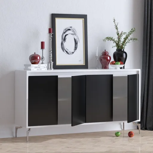 Consola, Hanah Home, PEETA, 140x94x40 cm, Alb/Negru