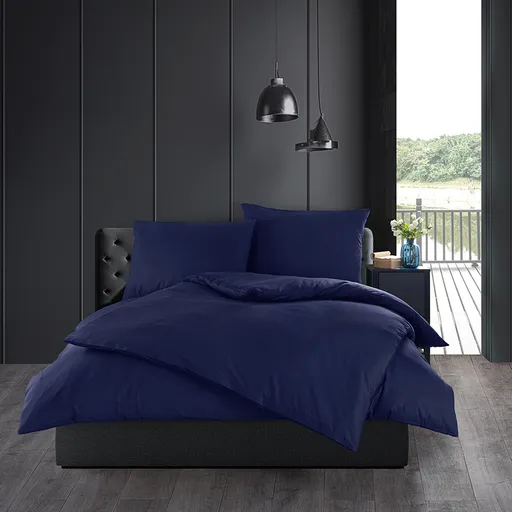 Lenjerie de pat din bumbac Color albastru, 140 x200 cm, 70 x 90 cm