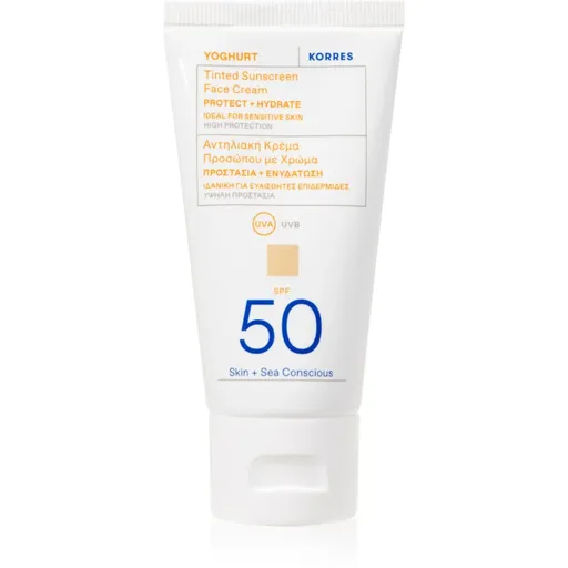 Korres Yoghurt Tinted Sunscreen lotiune de plaja tonifianta SPF 50 50 ml