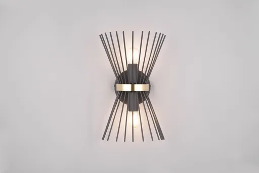 Aplica de perete Rod, RL, 21x13x31 cm, 40W, 2x E14, metal, negru/auriu