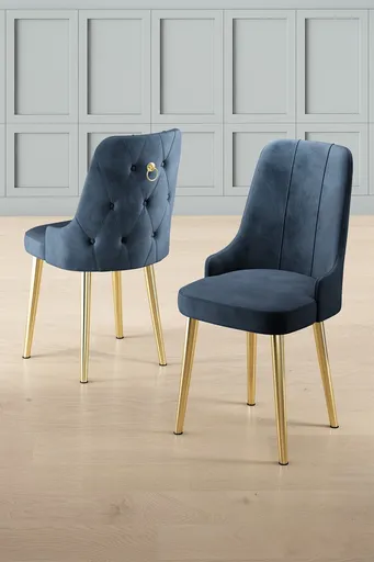 Set scaune 2 piese, Hanah Home, Newa, Antracit / Aur