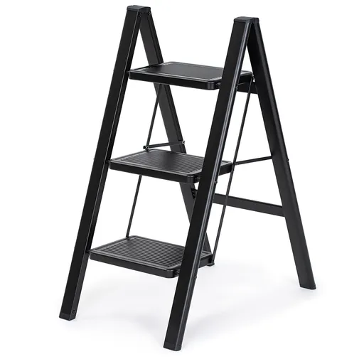 Scară pliabilă din oțel 4Home Steel, 3 trepte,negru