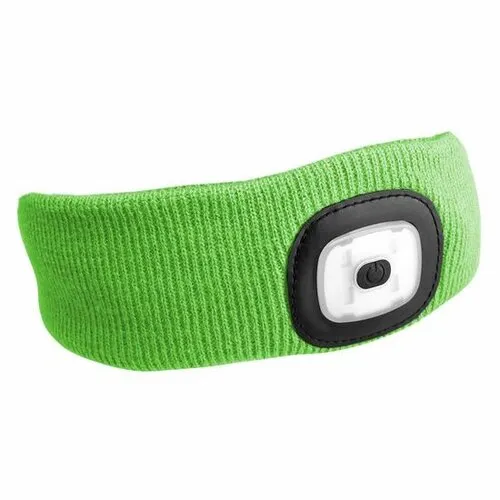 Bentiță cu lanternă Sixtol 180lm, alimentare USB, mărime uni, bumbac/PE, verde fluorescent, verde
