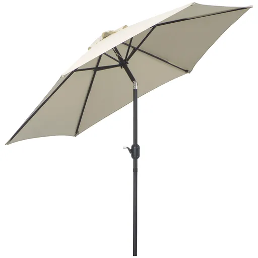 Outsunny Umbrelă de Grădină și Plajă Inclinabilă din Aluminiu și Poliester Alb Φ2.6×2.35m | Aosom Romania