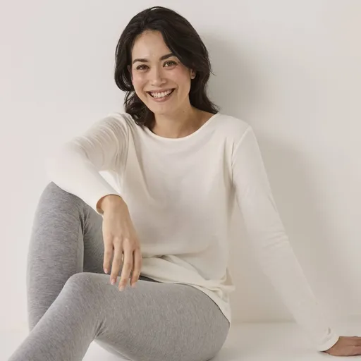 Tricou termic Thermoperle cu guler rotund și mâneci lungi