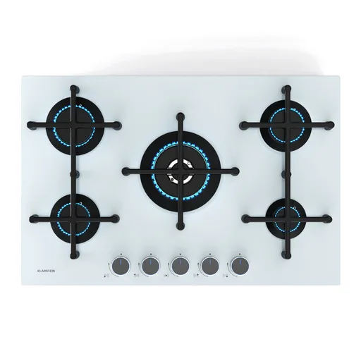 Klarstein Plită pe gaz, Illuminosa Domino, 5 arzătoare, arzătoare sabaf, suprafața ceramică