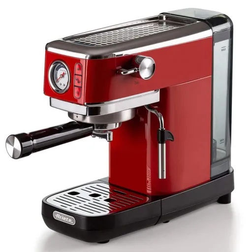 Espressor manual Ariete ESPRESSO SLIM MODERNA 1381/33, 1300W, 15 bar, 1.1 L, Cafea macinata si doze ESE, Rosu