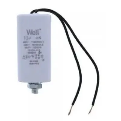 Condensator pornire motor 400V 10uF cu fir, Well MOTCAP-10UF-WR-WL