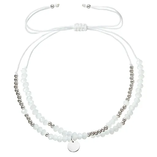 Evolution Group - Pavona Brățară textilă dublă cu mărgele albe 13038.1