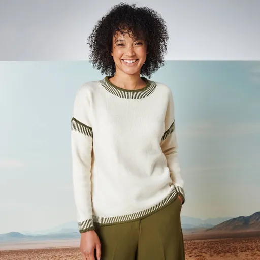 Pulover cu guler rotund și model jacquard