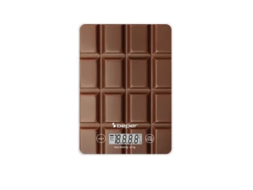 Cantar digital de bucatarie Beper, 15x21.5x1.5 cm, sticla, maro