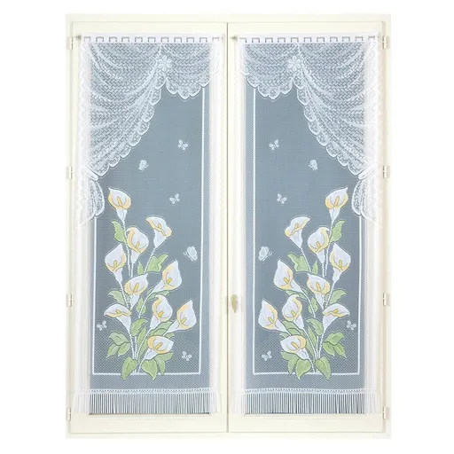 1 pereche de perdele simple din vitraliu cu dantelă