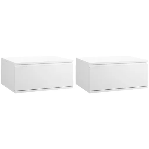 HOMCOM Set 2 Noptiere Suspendate cu Sertar, Design Modern pentru Dormitor și Living, PAL și MDF, Dimensiuni 49x38x23cm, Alb Elegant | Aosom Romania