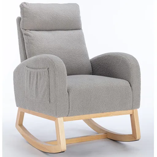 Scaun balansoar modern din material Teddy, Gri deschis | Aosom Romania