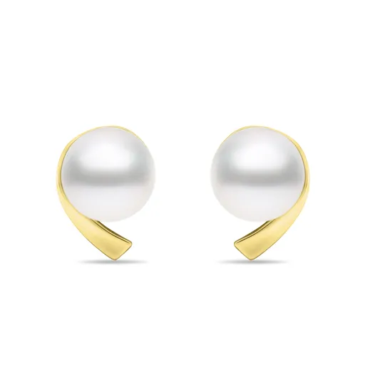 Brilio Silver Cercei minimaliști placați cu aur cu perle autentice EA595Y