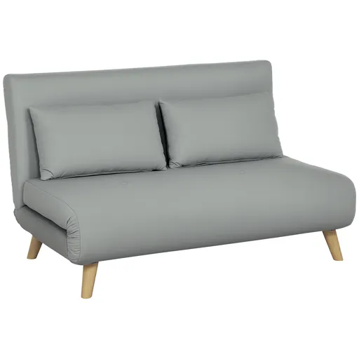 HOMCOM Canapea extensibilă Relaxsofa Sofa, inclusiv 2 perne, aspect de catifea, 130 x 78 x 79 cm, Gri deschis | Aosom Romania