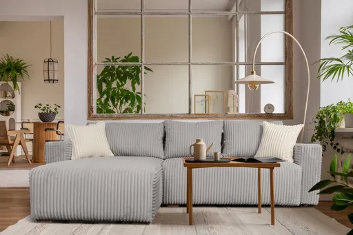 Coltar extensibil Verona Gri Reyat, 290x170x80 cm cu lada de depozitare