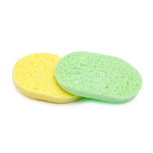 Set 2 bucati, burete pentru curatat fata, oval, verde/galben