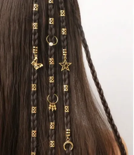 Accesorii Codite Afro Aurii Decoration Boho, 25 buc - 2647536