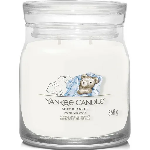 Lumânare parfumată medie Yankee Candle Signature Soft Blanket, 368 g, alb