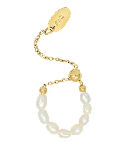 Troli Inel reglabil placat cu aur cu perle autentice