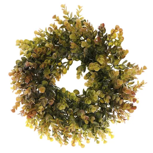 Ghirlanda artificială de toamnă Eucalyptus,diametru 30 cm, verde-maro