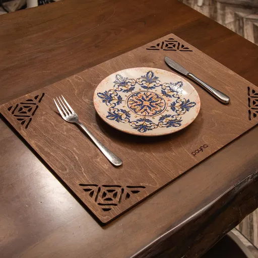 Set de covorașe de masă din lemn, Hermia, 790PYN1108, Dimensiune: 33 x 45 cm (4 bucăți), Wenge