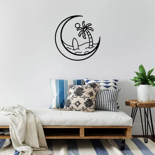 Decoratiune de perete, Sea Sand Surf, Dimensiune: 70 x 70 cm, Negru