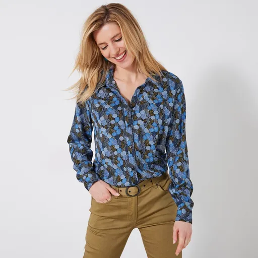 Cămașă butonată cu model minimalist din poliester reciclat