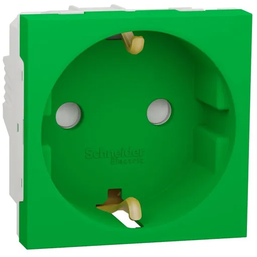 Priza 2P+E 16A, obturatoare Schneider Noua Unica NU303706, verde