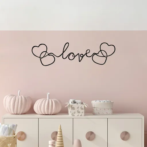 Decoratiune de perete, Love, Dimensiuni: 19 x 70 cm, Negru