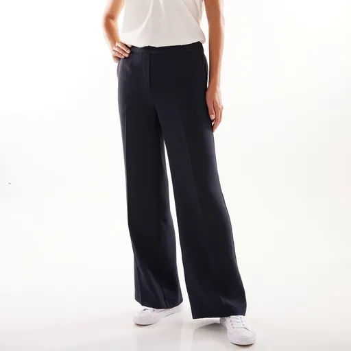 Pantaloni largi din crep cu talie elastică