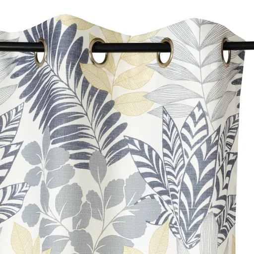 Perdea cu ochiuri și imprimeu cu frunze în două tonuri