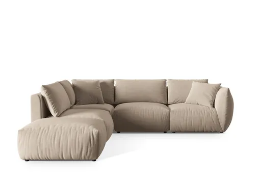 Coltar modular stanga 4 locuri, Chris-184, Micadoni Home, 295x290x80 cm, catifea, ecru