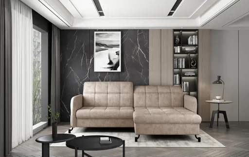 Coltar extensibil dreapta 3 locuri ELTAP, Lore-13, Lorelle, 225x160x105 cm, lemn/poliester, bej